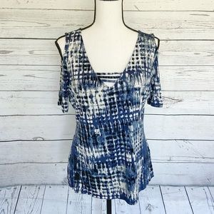 Rock & Republic Womens L Cold Shoulder Shirt